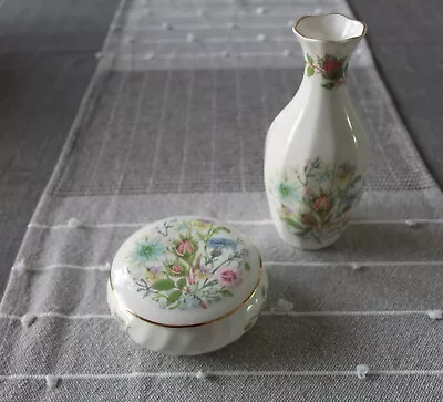Buy Aynsley Fine Bone China  Wild Tudor  Small Vase And Lidded Trinket Box • 15£