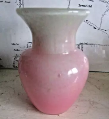 Buy A Vintage Mid Century Scottish VASART Pink Speckled Glass Vase Signed To Base. • 10£