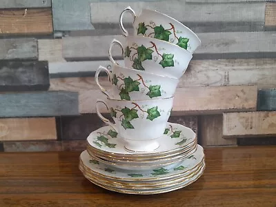 Buy Vintage Colclough Ivy Leaf Tea Set 12 Piece Bone China Tea Set For 4 White Green • 22.50£