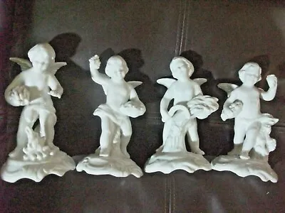 Buy Dresden Blanc De Chine Cherub Set Of Four Figurines Crowned D Mark 6  Tall • 85£