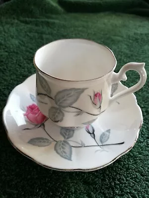 Buy 2 X ROYAL ALBERT TRENT ROSE BONE CHINA EXPRESSO COFFEE CUPS & SAUCERS From 1950s • 14.99£