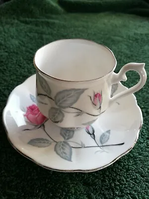 Buy ROYAL ALBERT TRENT ROSE BONE CHINA EXPRESSO COFFEE CUP & SAUCER From 1950s • 8.50£