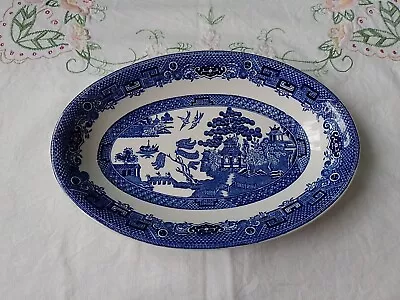 Buy Johnson Brothers Oval Blue And White Willow Pattern Dish Saucer • 5£