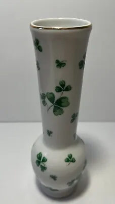 Buy Lefton China Irish Vase Green Shamrocks Clover Gold Rim 1984 Vintage #02612 6.5” • 12.47£