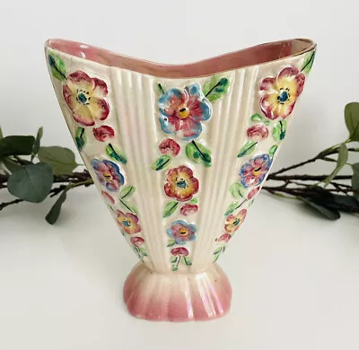 Buy Vintage 1950s Arthur Wood Mantle Vase Pink Floral Lustreware Planter England • 27£