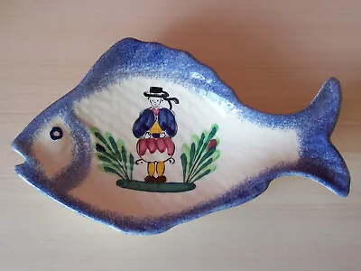 Buy Mistral Blue French Hand Painted Fish Shaped Dish. Feat: A Breton Man. PONT-AVEN • 19.95£