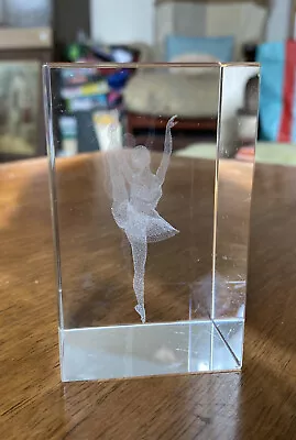 Buy 3D Etched Glass Paperweight - Ballerina Design Rectangular - 8cm Tall FREE POST • 8.50£