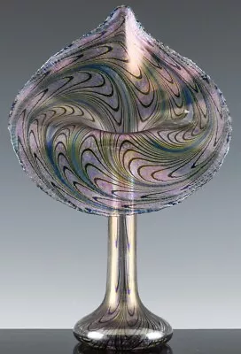 Buy Great Large Signed Robert Held Peacock Feather Jack In The Pulpit Art Glass Vase • 87.26£
