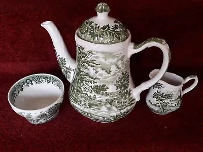 Buy Country Style Staffordshire Wh Grindley & Co Hand Engraved Green/white • 15£