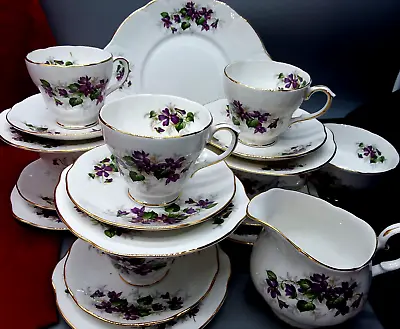 Buy Vintage Duchess English Bone China Violets Tea Coffee  Set Cups Saucers • 72£