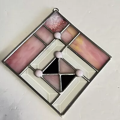 Buy Stained Glass Pink Suncatcher 4 Leaded Crystal Bevels Geometric 8 In Handcrafted • 28.41£