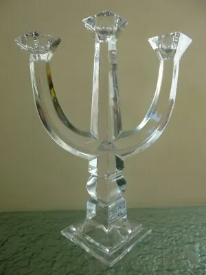 Buy Vintage Crystal Glass 3 Armed Candelabra Candle Holder Candlestick • 44.99£