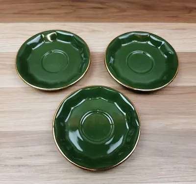 Buy 3 X Revol France Green & Gold Porcelain Saucers - 16.5cm Wide • 8.99£