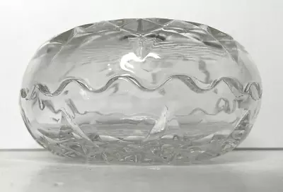 Buy Vintage Cut Glass Trinket Jewellery Dish Bowl Interlocking Glass With Lid • 7.50£