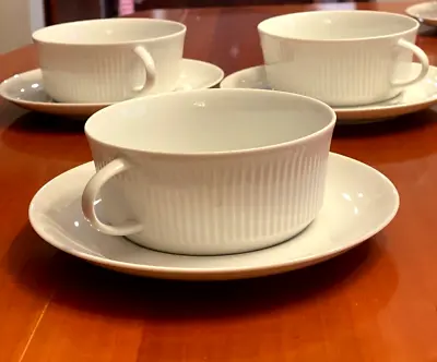 Buy MCM Thomas Germany Porcelain Cream Soup Bowl & Saucer White  Set Of 6 W Handles • 44.15£