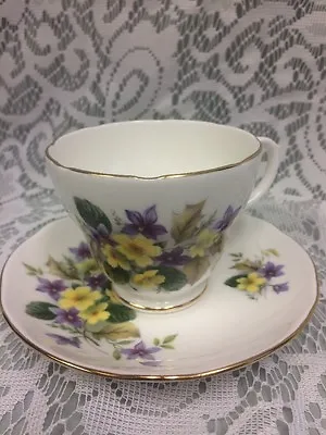 Buy DUCHESS BONE CHINA CUP & SAUCER Violets Buttercups Purple Yellow Flowers England • 19.29£