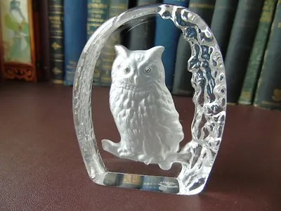 Buy Vintage Wedgwood Art Glass Crystal Etched Eagle Owl Paperweight • 19.99£