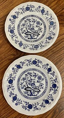 Buy Kensington Staffordshire Ironstone Vintage 10” Blue Onion Dinner Plates X 2 • 19.99£