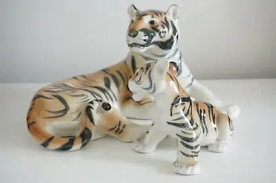 Buy Lomonosov Tiger & Cub Figures - Russian Porcelain - Pre 1991 • 135£