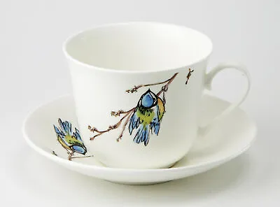 Buy Roy Kirkham Blue Tit Bird Jumbo 450ml Cup And Saucer Bone China Gift Tea Coffee • 27.85£