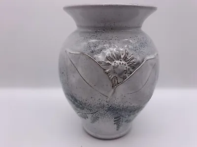 Buy Handmade Hand Painted Ceramic Raised Relief Leaves Flower 5” Vase Signed • 23.01£