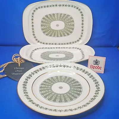 Buy Spode PROVENCE Green Leaves Y7843 * 3 X SERVING PLATTERS / PLATES * 1960s VGC • 16.25£