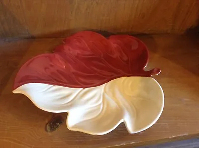 Buy Carlton Ware Made In England Red And Cream Leaf Shape Serving Dish In Vgc • 4£