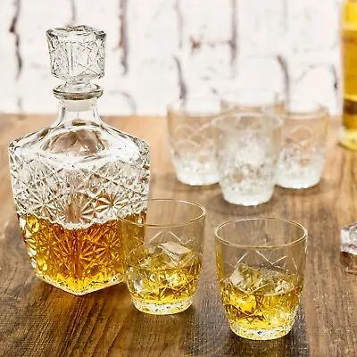 Buy 7 Whisky Liqueur Tumblers Bormioli Rocco Glass Bottle Decanter Gift Box Set NEW • 14.99£