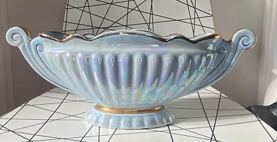 Buy Vintage Scalloped Mantle Vase 1950s Blue Lustreware Gold Trim Art Deco Style • 19.99£