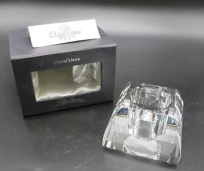 Buy VTG Oleg Cassini Lead Crystal Candle Votive Pyramid Shape In Presentation Box • 24.11£