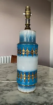Buy Large Aldo London Bitossi Rimini Blue Gold Italian Ceramic Lamp, Vintage 1970s • 180£