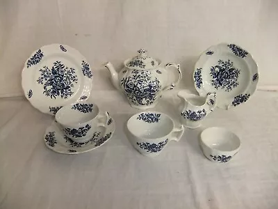 Buy C4 Pottery Booths - Peony (pattern A 8021) Blue Floral Embossed Vintage - R3 • 93.99£