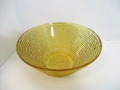 Buy Anchor Hocking Sereno Mustard Yellow Glass Bowl Ribbed Circles 8-5/8  Vtg MCM • 14.16£