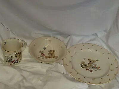 Buy VTG NWOB Mikasa TEDDY 3 Pc. Children's Porcelain Dinnerware Set Plate Bowl Mug • 20.78£