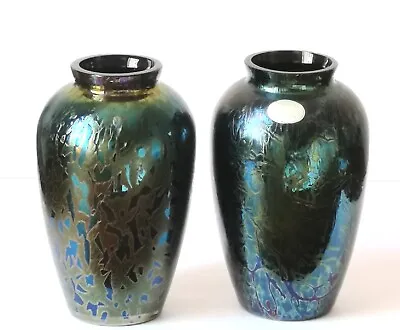 Buy Two Royal Brierley Iridescence Art  Glass Vases • 65£