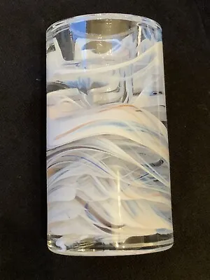 Buy Kosta Boda Art Studio Glass Candle Holder 13.5 Cm Heavy 1.4k Swedish White Swirl • 28£