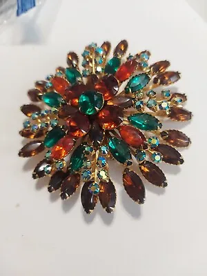 Buy Gorgeous  Multi-Color TIERED Vintage RHINESTONE BROOCH PIN 4   • 34.96£