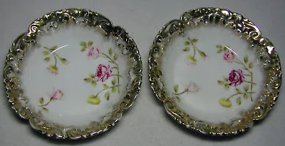 Buy Nice Pair Of Marked Dresden Germany Porcelain Bowls With Flowers And Gold Trim • 9.44£