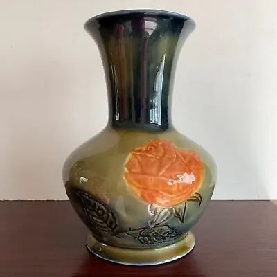 Buy Vintage WADE IRELAND Porcelain Vase Green With Rose Collectors Pottery R154 • 16.97£