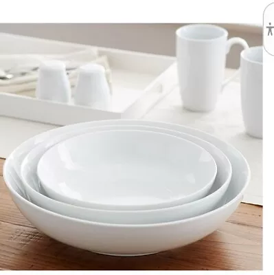Buy Pottery Barn Great White Nesting 10 , 12 , 14  Coupe Serving Bowls Set Of 3 NEW  • 189.51£