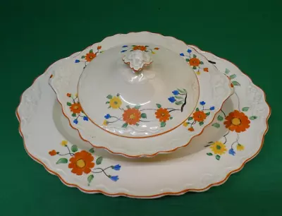 Buy 2 Piece Crown Ducal Pottery Set. 1930's. Lidded Serving Dish & Platter. USED • 5.99£
