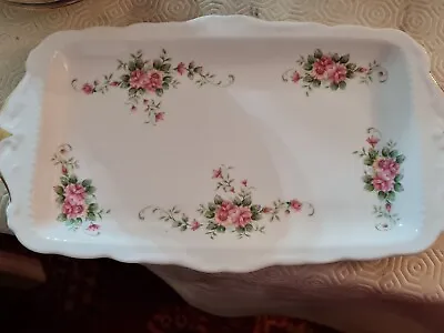 Buy Vintage Royal Albert Bone China Oblong Sandwich Plate Pink Roses Floral Design • 12.99£