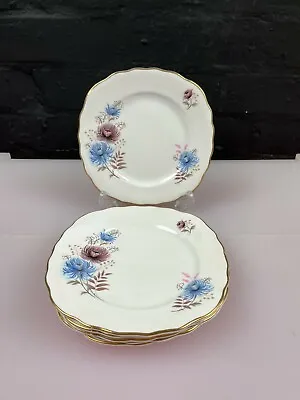 Buy 6 X Royal Vale Square China Tea / Side Plate Blue Flower Design 6  • 19.99£