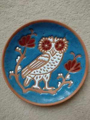 Buy Vintage Hand Made Owl Plate Rhodes Greece Dakas Ceramic Pottery Wallhanging Used • 9.99£