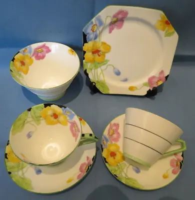 Buy Rare Lovely Art Deco Paragon Tea Trio + Sugar Bowl Iceland Poppy By Appointment • 36£