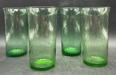 Buy Lot Of Four Vintage Green Depression Glass Tumblers Swirl Pattern 5  • 24.75£