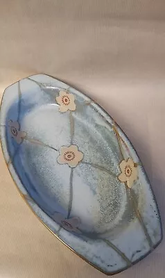 Buy Denby Style Stoneware Large Oven /Table Ware Blue Grey Floral Oval Serving Dish • 12£