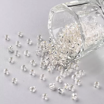 Buy 50g Silver Lined 3mm Clear Glass Seed Beads - Beading, Crafts, Jewellery Making • 2.15£