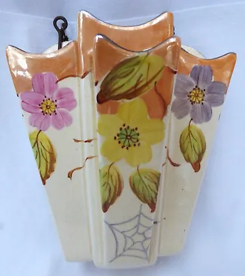 Buy Vintage  Arthur Wood 1930’s Wall Pocket Vase Art Deco Hand Painted Flowers • 19.99£