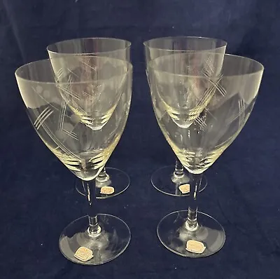 Buy Bohemia Czech Crystal Vintage Set Of 4 Stemware Wine Glasses 6 3/4” Tall New • 28.44£